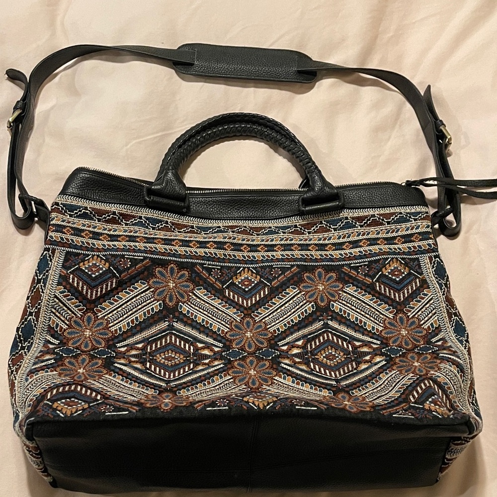 Johnny Was Black and Brown Embroidered weekend Bag - Picture 2 of 11
